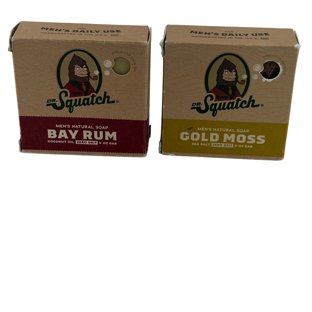 Dr. Squatch Mens Natural Soap Bundle Bay‎ Rum Gold Moss 5 oz Bar Zero Grit